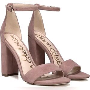 Sam Edelman Yaro Block Heel strap Sandal blush pink mauve Suede leather 7